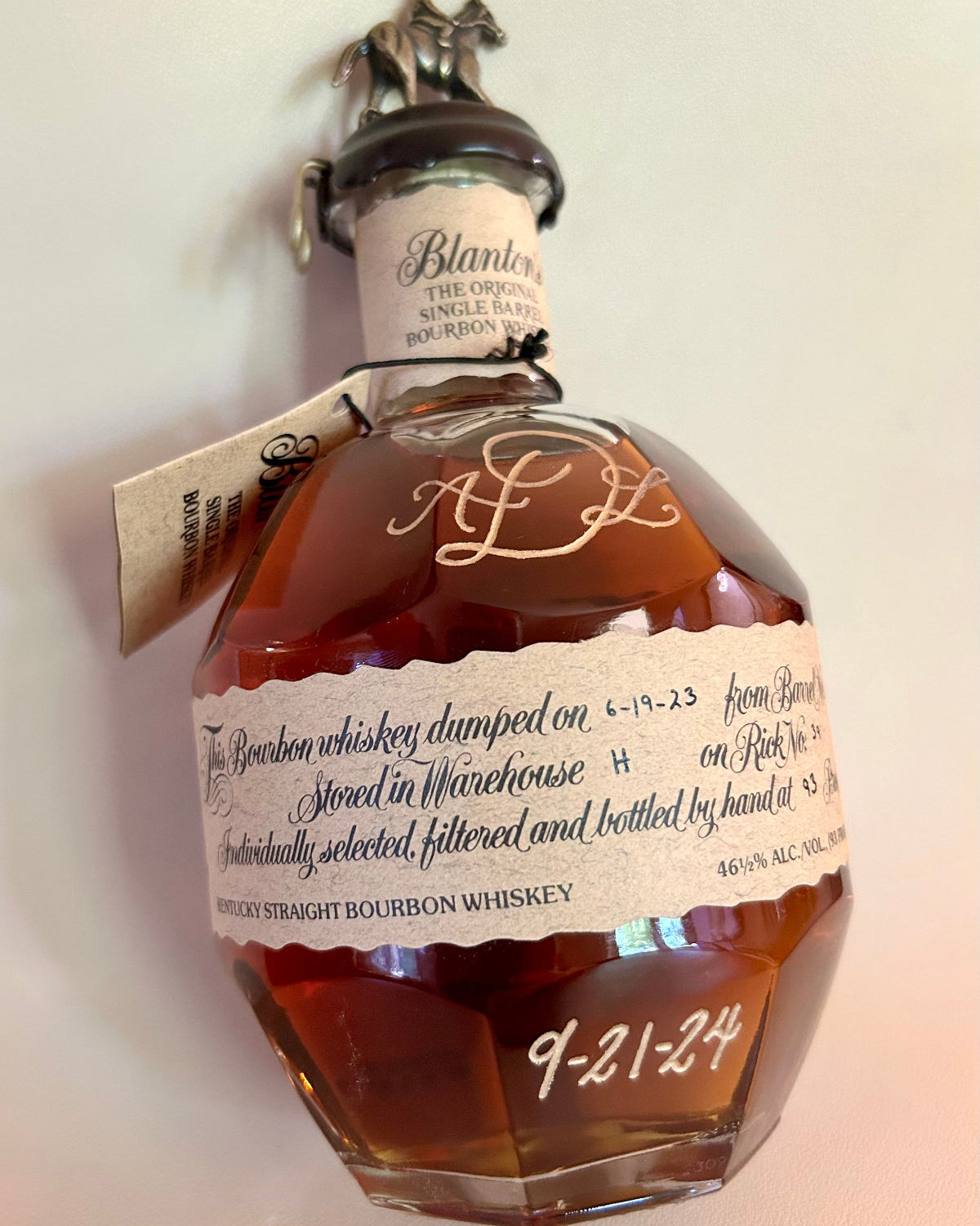 Engraved Blanton's for burying the bourbon