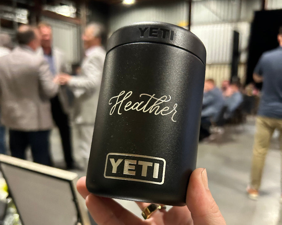 Hand engraved Yeti corporate event favors