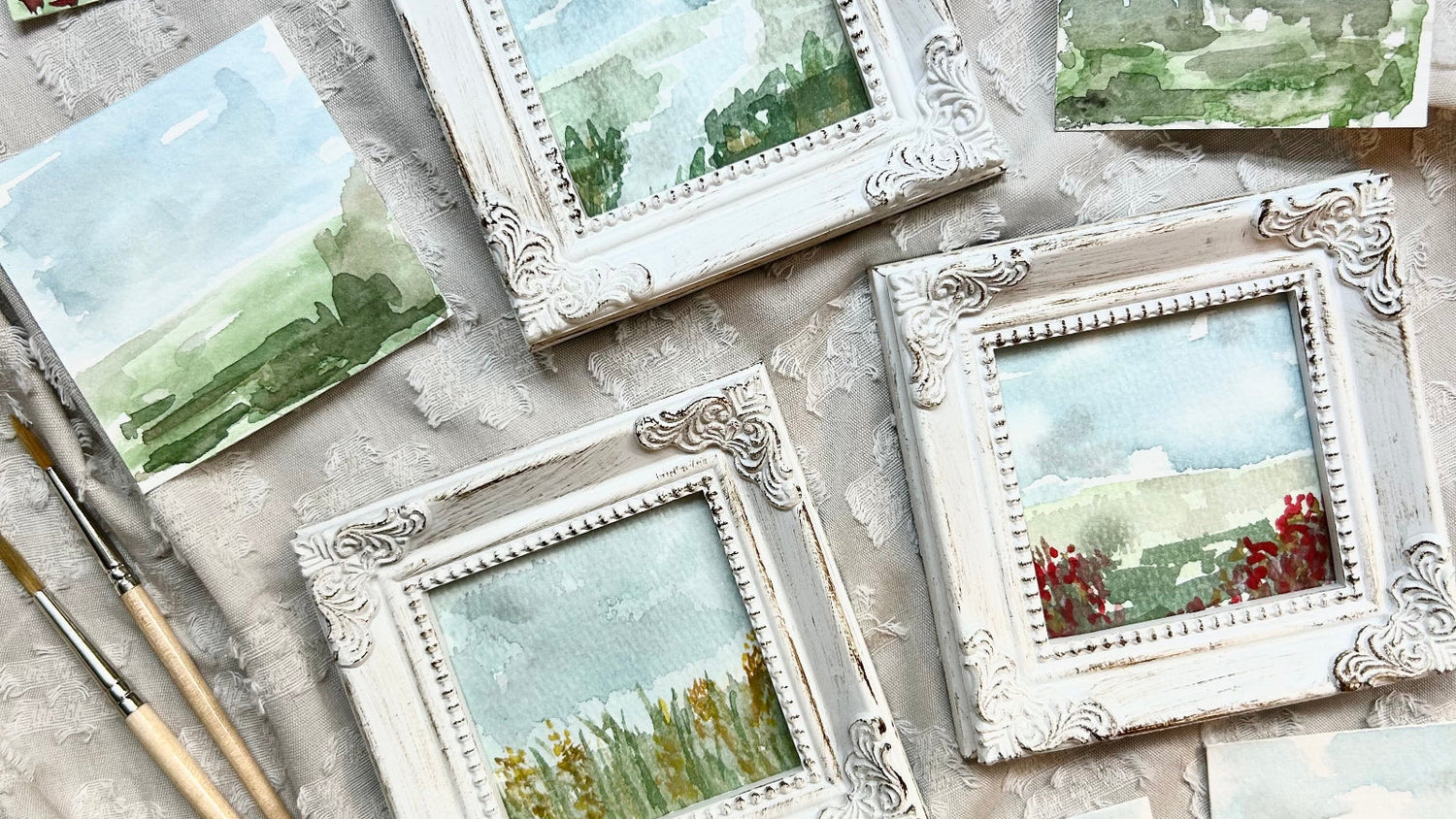 Original watercolor art from Georgia artist framed for hostess gifts, art collections, display